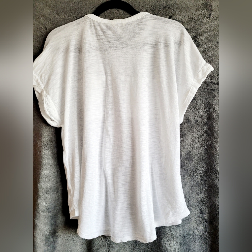 Lucky Brand Women's Stressless Blouse Cotton/Viscose White Henley Neck XL - Picture 13 of 16